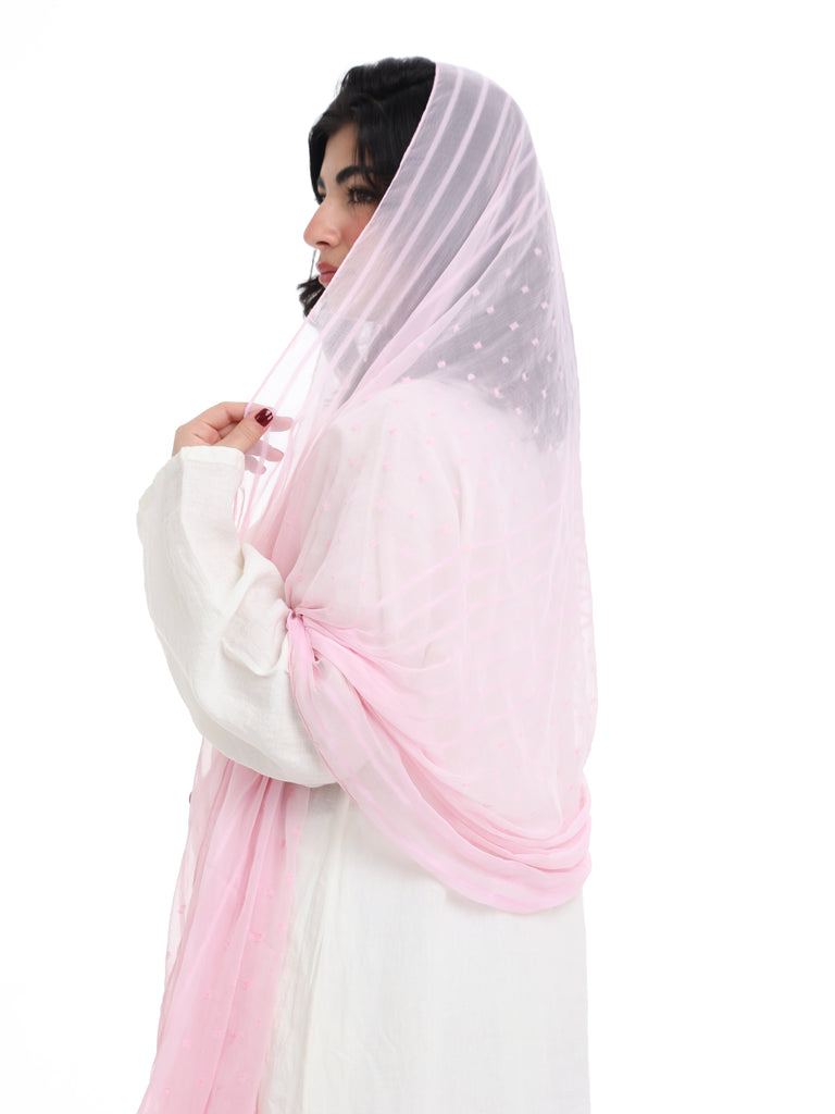 BD3-04 Border Embroidered Home Hijab — Light Pink