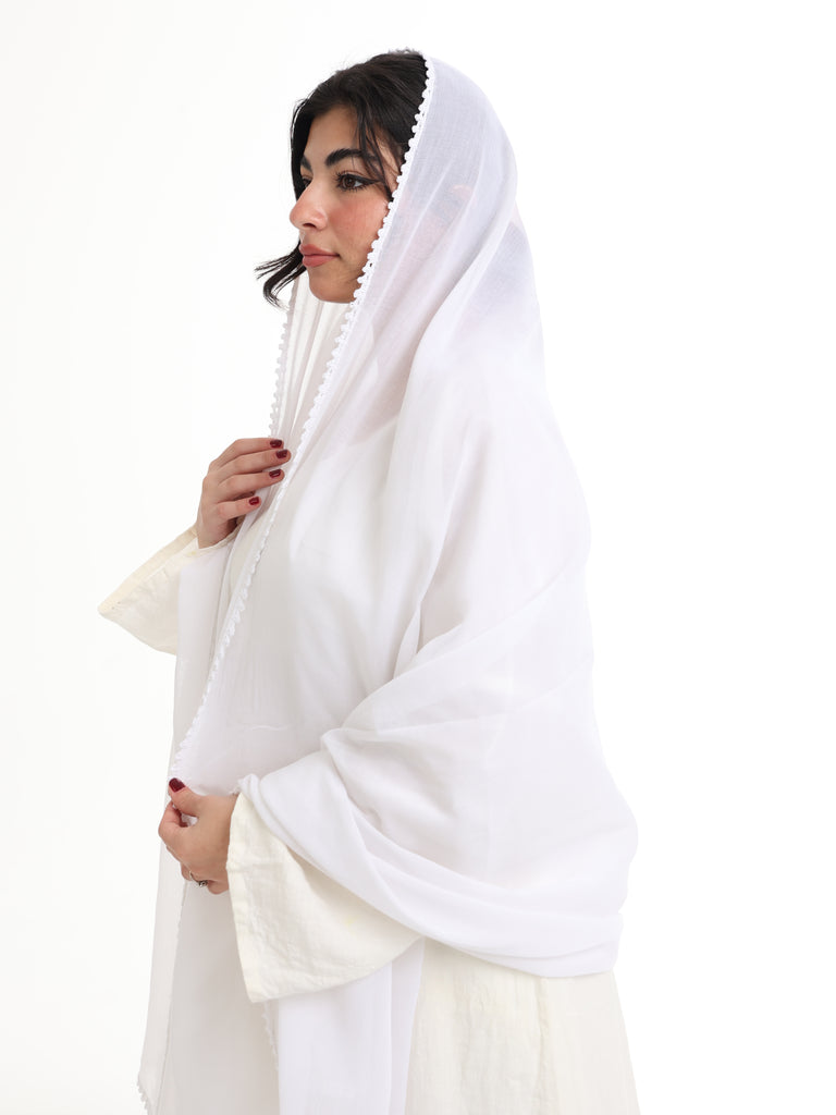 KS2-10 Handmade Crochet Home Hijab — White
